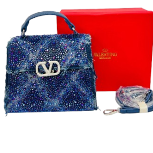 Valentino Garavani Crystal-Embellished Denim Top Handle Bag