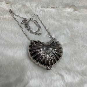 Mini Silver Metallic Heart Shape Handbag