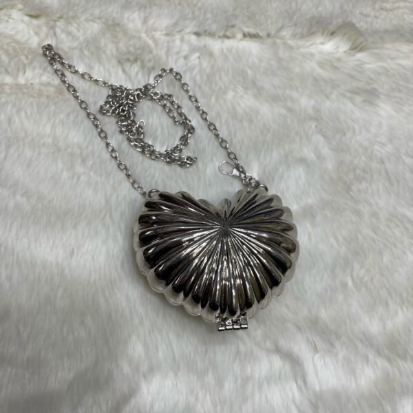 Mini Silver Metallic Heart Shape Handbag